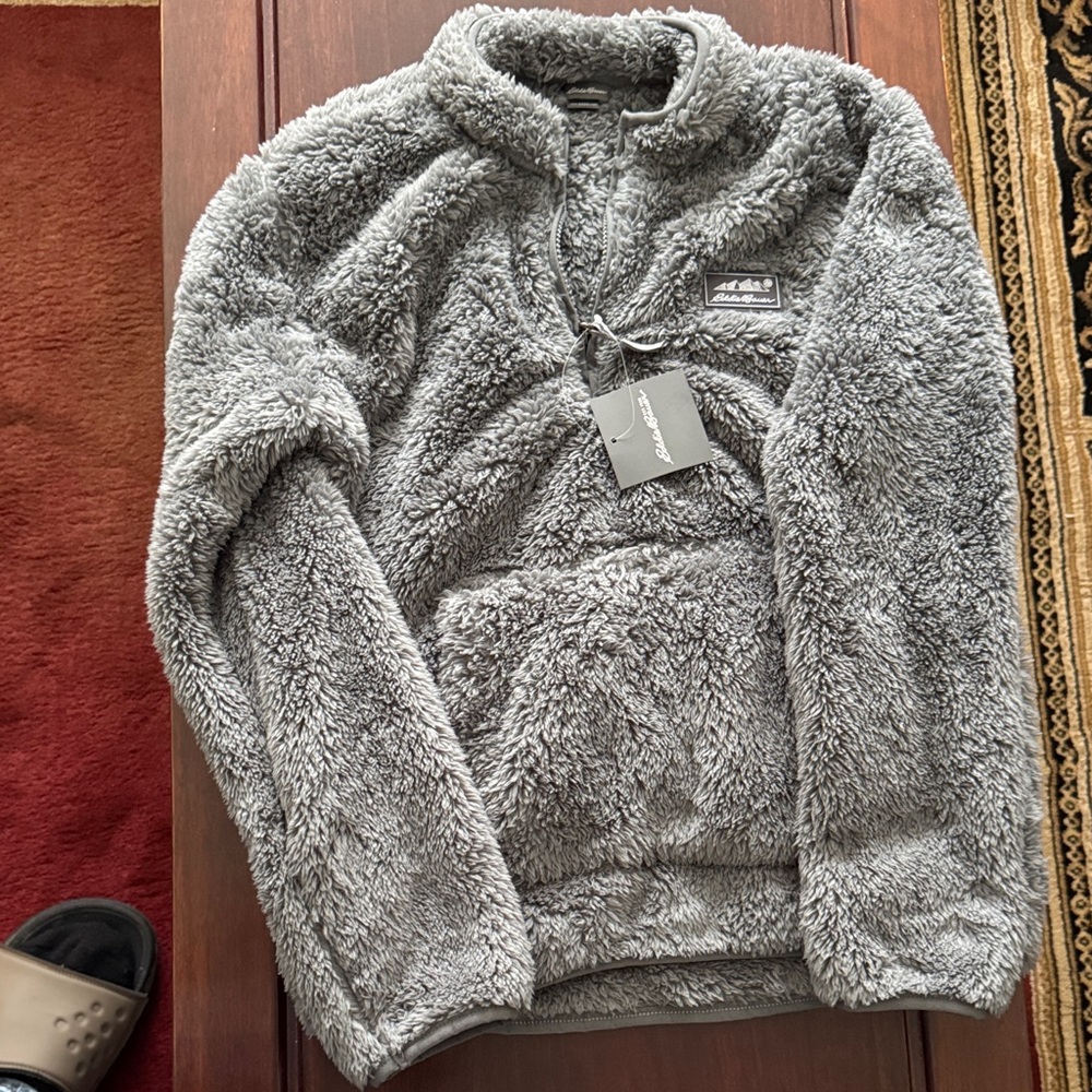 Eddie Bauer Gray Zip Up Fleece Sweater